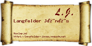 Langfelder Jónás névjegykártya