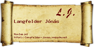 Langfelder Jónás névjegykártya